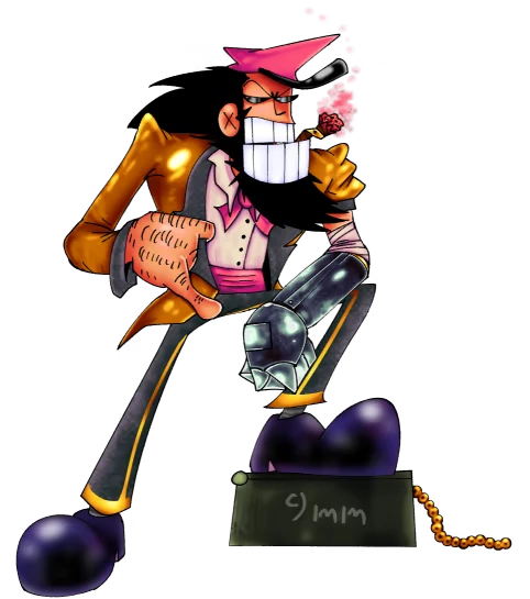 Captain Pose – Captain Wayne - Vacation Desperation Captain Wayne: Cartoon sailor with a shotgun arm, pink hat, gold jacket, and wide grin.