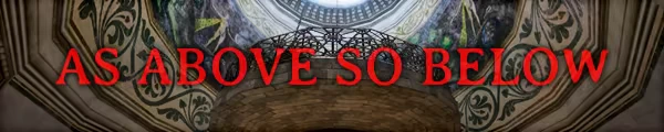 Caput Mortum: Red text "AS ABOVE SO BELOW" over ornate ceiling with floral patterns.