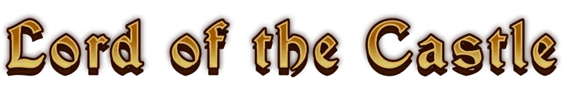 Lord Title Screen – Castle Craft Castle Craft: "Lord of the Castle" text in ornate, medieval-style gold lettering.