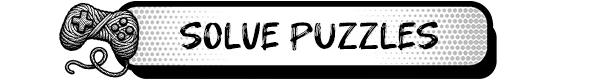 Solve Puzzles – Cat Me If You Can Cat Me If You Can: Banner with yarn gamepad icon and bold text “SOLVE PUZZLES”.