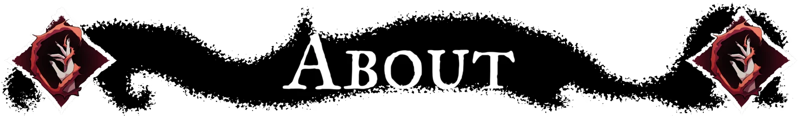 About Screen – Cause to Exist Cause to Exist: White "About" text with ornate font, flanked by red diamond shapes with hands.