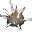 Cavern: Blurry gray spiky creature with white spikes on a black background.