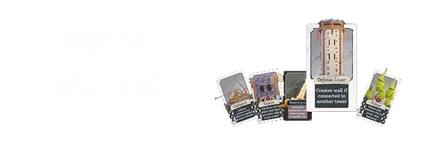 Assemble Deck Cards – Chaos Islands Chaos Islands: White text “Assemble your deck” beside a fan of illustrated cards.