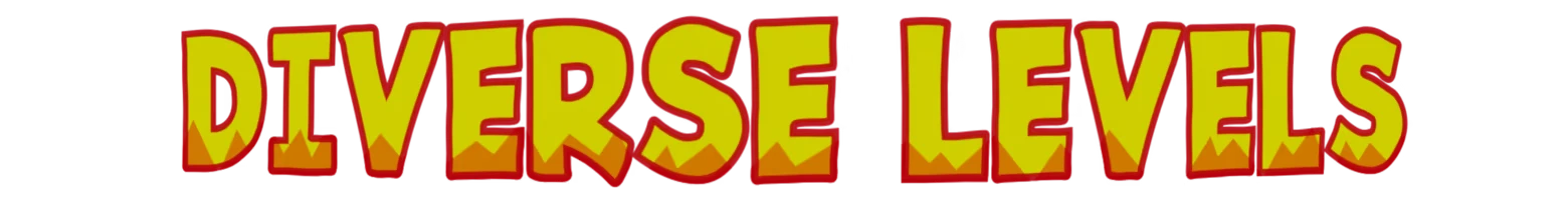 Chaos The Devil: Yellow and orange block text reading “DIVERSE LEVELS” on black background.