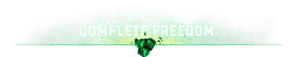 Chernobylite 2: "Complete Freedom" text in bold white on a green, smoky background with crystal.