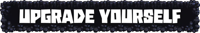 Upgrade Yourself Banner – Chipmatic Chipmatic: Large white block text “UPGRADE YOURSELF” on dark rocky border background.