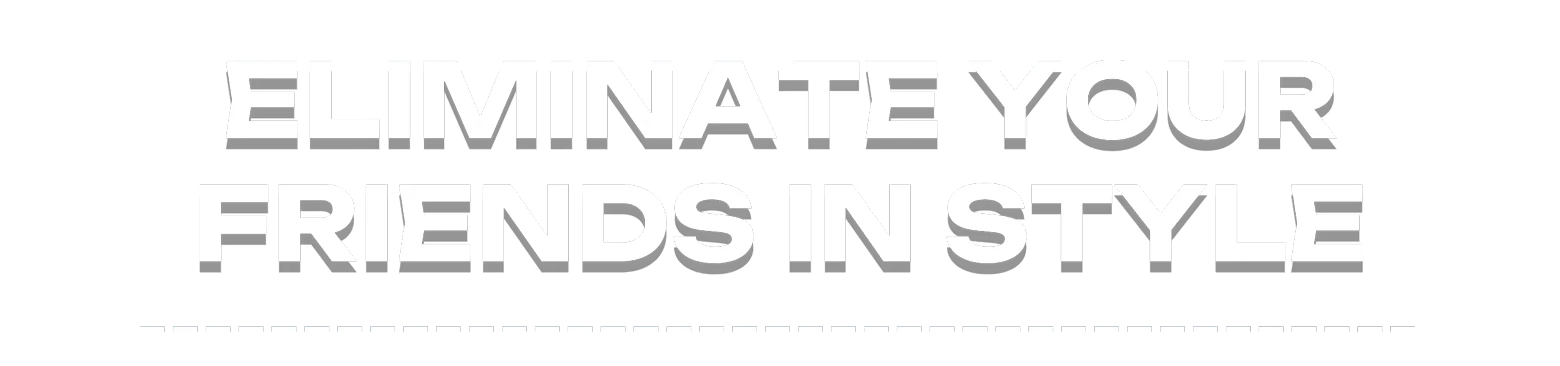 Eliminate Friends Style – CHOPSTICKS: Stick Figure Fighting CHOPSTICKS: White bold text “ELIMINATE YOUR FRIENDS IN STYLE” on black background.