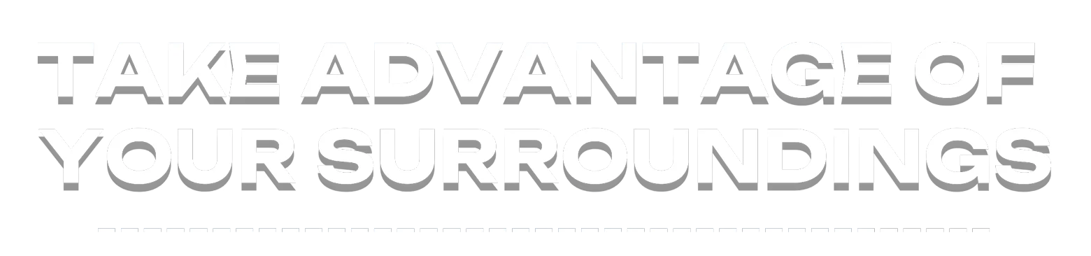 Tutorial Text – CHOPSTICKS: Stick Figure Fighting CHOPSTICKS: Large bold white text on black: “TAKE ADVANTAGE OF YOUR SURROUNDINGS”.