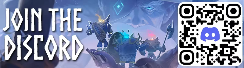 Chosen by Odin: Join the Discord text beside Norse warriors and a Discord QR code.