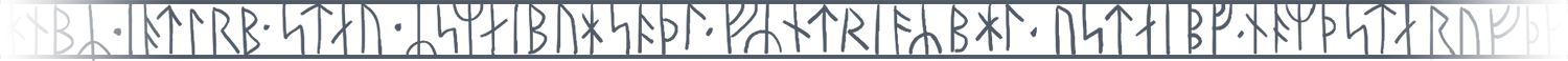 Chosen by Odin: Blue Norse runes in a long horizontal strip on a black background.