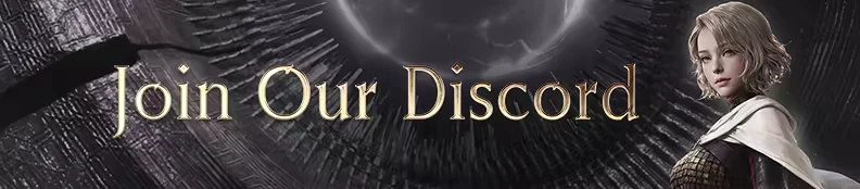 Join Discord Promo – Chrono Odyssey Chrono Odyssey: "Join Our Discord" text with gold letters, character in armor and white cape.