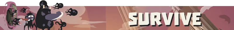 Survive Banner – Chronocracy Chronocracy: Dark creatures emerge from a portal; bold white text reads "SURVIVE" on a pink sky.