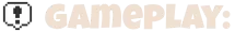 Gameplay Text Banner – Clicky Islands Clicky Islands: White pixel speech bubble with exclamation mark and GAMEPLAY text.