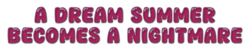 Clown Camp: Bold, purple bubble letters read "A Dream Summer Becomes a Nightmare."