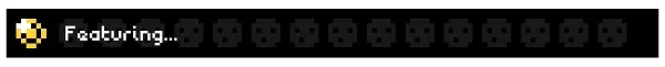COCOBOY: Pixel text “Featuring...” beside a yellow icon on a black skull-pattern bar.