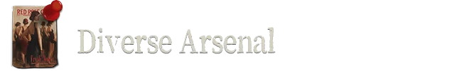 Cohen 1939: White serif text “Diverse Arsenal” on black background, pinned poster left.