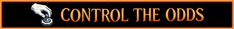 CoinPit: Pixel hand on joystick beside orange text “CONTROL THE ODDS” on black banner.