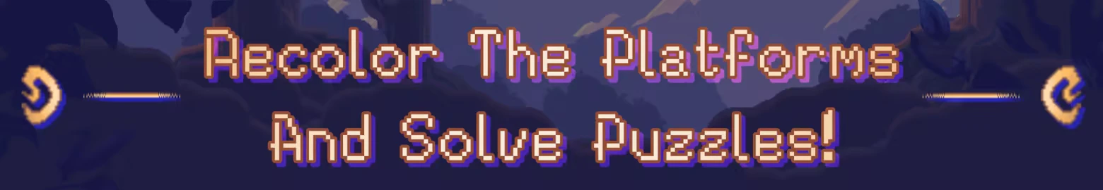 Colorami: Pixel art text reads "Recolor The Platforms And Solve Puzzles!" with decorative symbols.
