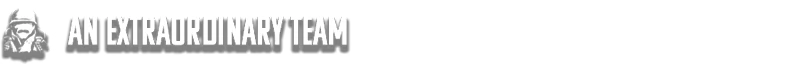 Commandos: Black and white logo with a soldier's face and bold text "AN EXTRAORDINARY TEAM".