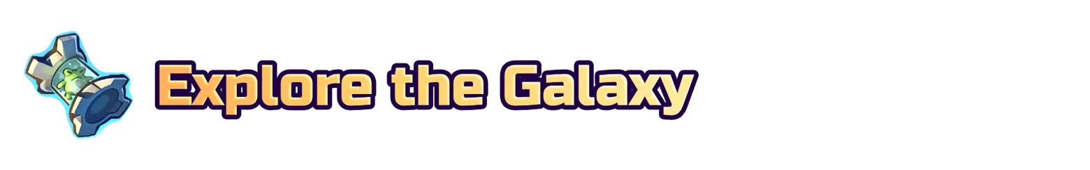 Explore Galaxy – Cosmo Cargo Cosmo Cargo: Yellow text “Explore the Galaxy” with purple outline on black background.