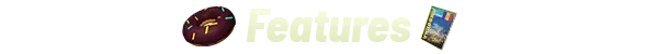 Courier 79: "Features" text with a donut and a small image of a cityscape on the sides.