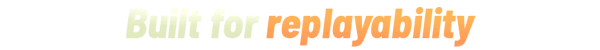 Courier 79: "Built for replayability" text in gradient from light yellow to orange.