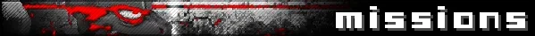 Missions Menu – Covert Critter Covert Critter: Pixelated white “missions” text on dark gray background with red splatter.