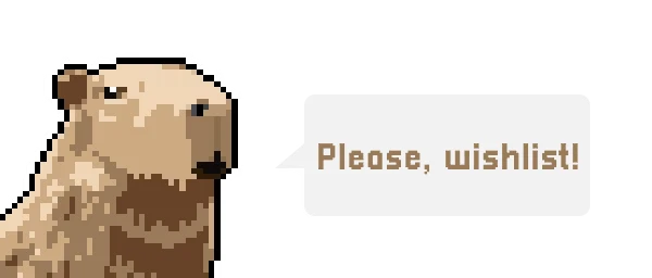 Capybara Message – Cozy Littlequarium Cozy Littlequarium: Pixelated capybara with speech bubble saying "Please, wishlist!"