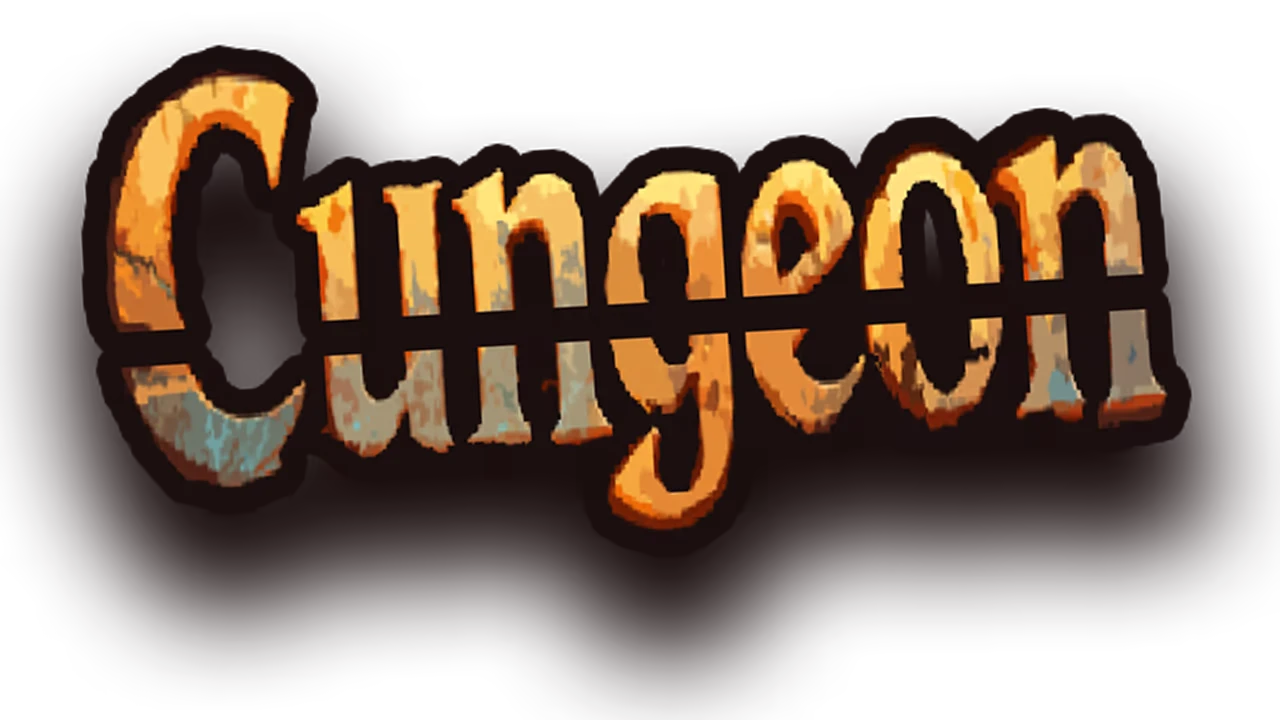 Cungeon: Stylized gold-and-gray Cungeon logo text on a dark background.