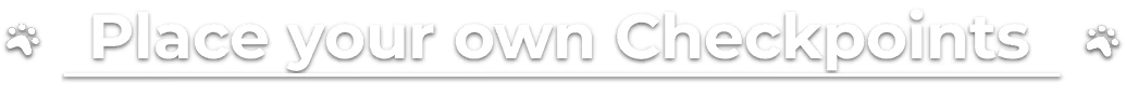 Curiosity: Bold text reads "Place your own Checkpoints" with paw prints on either side.