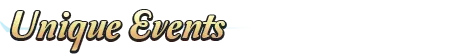 Dala and the Cursed Forest: "Unique Events" text in elegant, golden serif font on black background.