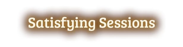 Satisfying Sessions – Dawnfolk Dawnfolk: Text "Satisfying Sessions" in white, centered on a brown, glowing background.