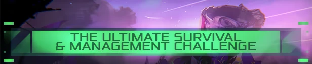 Dead in Antares: Green banner with "The Ultimate Survival & Management Challenge" text.