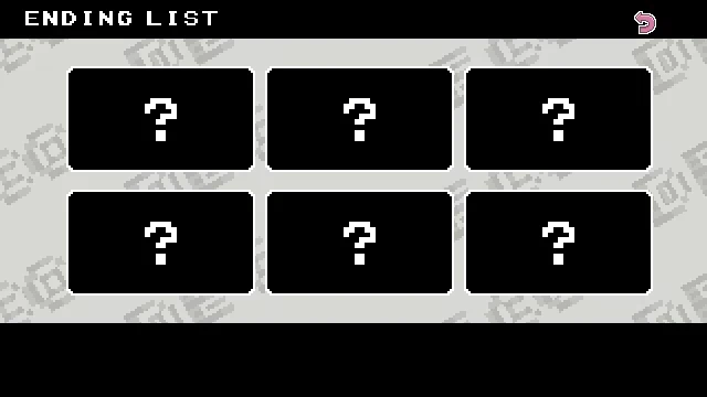 Decollate Decoration: Six black rectangles with white question marks, labeled "ENDING LIST."