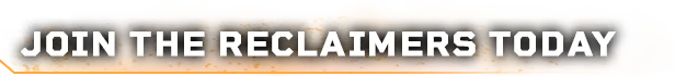Deep Rock Galactic: Bold white text "JOIN THE RECLAIMERS TODAY" on a fiery orange background.