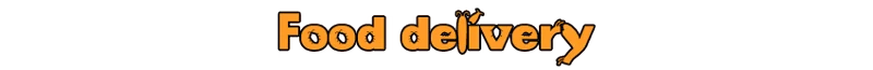 delivery pals: "Food delivery" in bold orange letters with a white background.