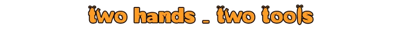 delivery pals: Text reads "two hands = two tools" in bold, orange letters with a shadow effect.