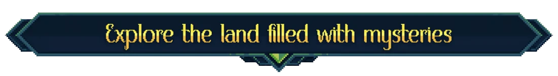 Demidoff Corp: Banner with gold text “Explore the land filled with mysteries”.