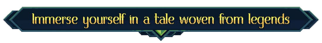 Demidoff Corp: Banner with gold text “Immerse yourself in a tale woven from legends”.