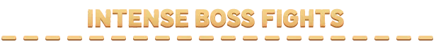 Demon Hunt: "Intense Boss Fights" in bold, gold text with a dashed line below.