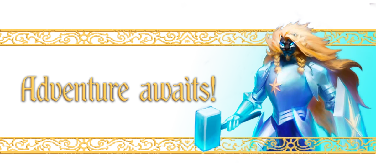 Dice Legends: Hero in blue armor with a star emblem, holding a glowing blue hammer.