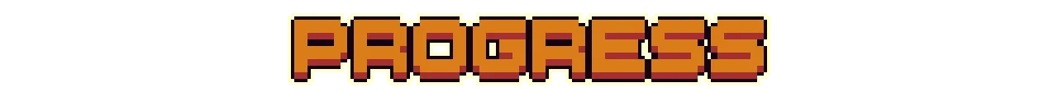 Dice Looter: Pixel-art orange title text “PROGRESS” on a black background.