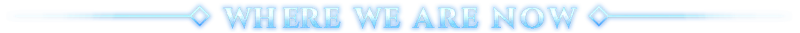 Dimraeth: Text "WHERE WE ARE NOW" in glowing blue with diamond accents on a dark background.