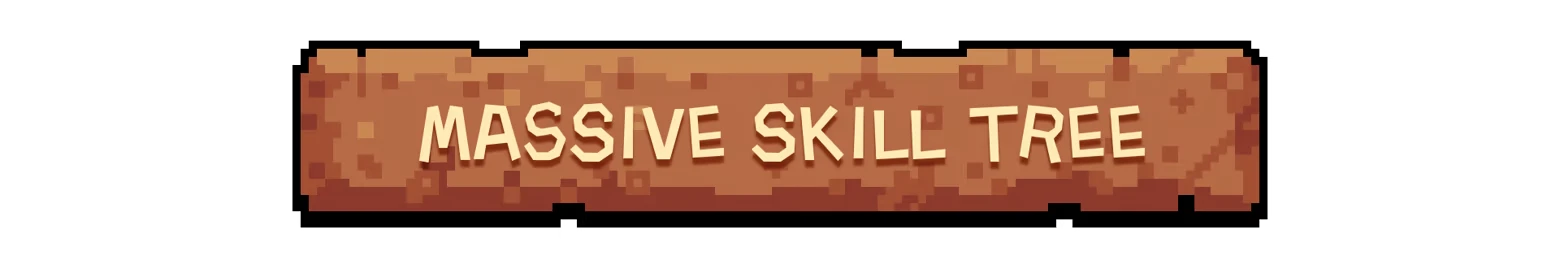Massive Skill Tree – Dirt Clicker Dirt Clicker: Pixel banner with bold text “MASSIVE SKILL TREE” on brown dirt background.