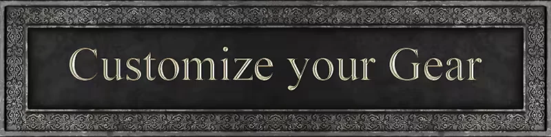 Customize Gear – Diviner Diviner: Ornate gray frame with large serif text reading “Customize your Gear”.