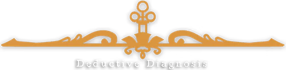 Deductive Diagnosis – Do No Harm Do No Harm: Ornate gold emblem with key design above the text "Deductive Diagnosis".