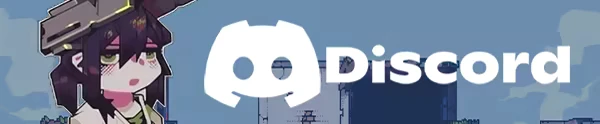 Doloc Town: Character with purple hair and hat, next to large white Discord logo on blue background.