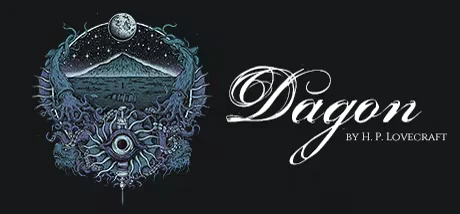 Dr. Emmerson’s Nocturnes: Blue sea-creature emblem and “Dagon” by H. P. Lovecraft text.