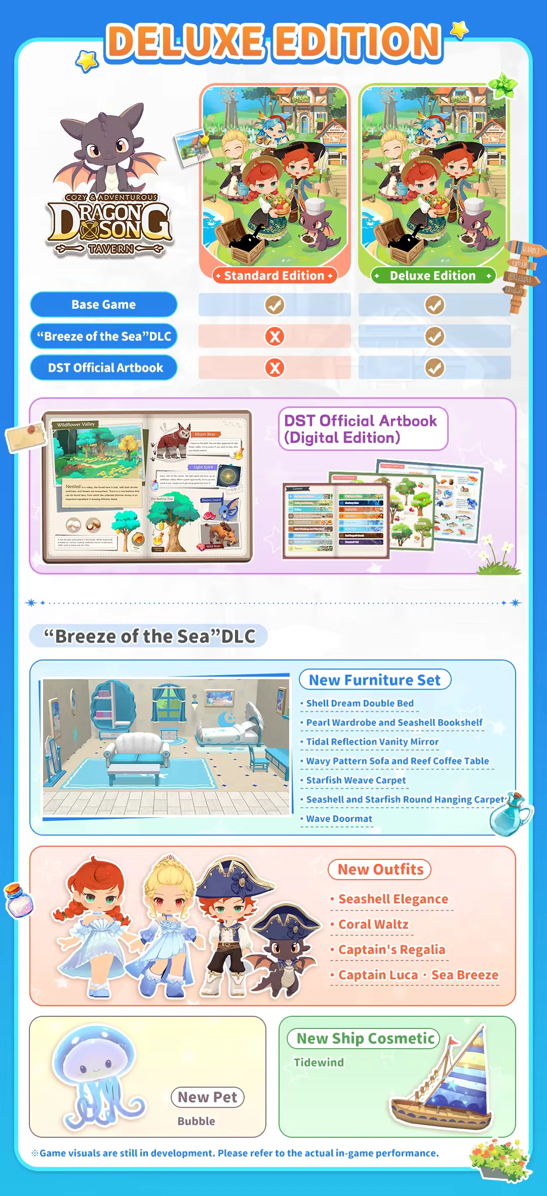Dragon Song Tavern: Deluxe Edition features DLC, artbook, new furniture, outfits, and pet.