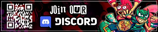 Dream Delirio’s: QR code and “Join our DISCORD” text with Discord logo and fighters.